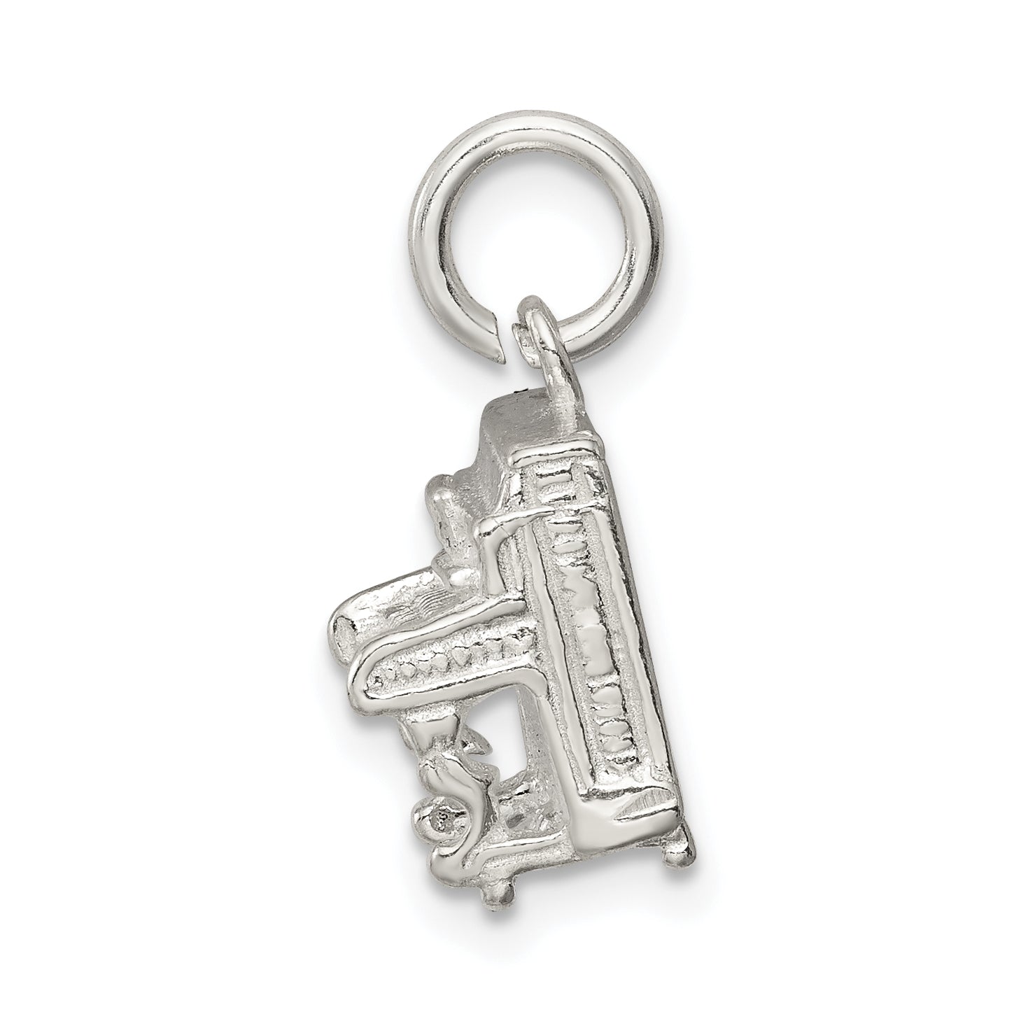 Sterling Silver 925 Piano Charm with Polished Anti-Tarnish Finish