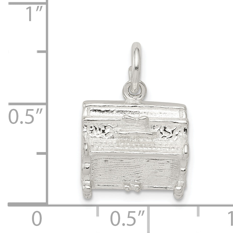 Sterling Silver 925 Piano Charm with Polished Anti-Tarnish Finish