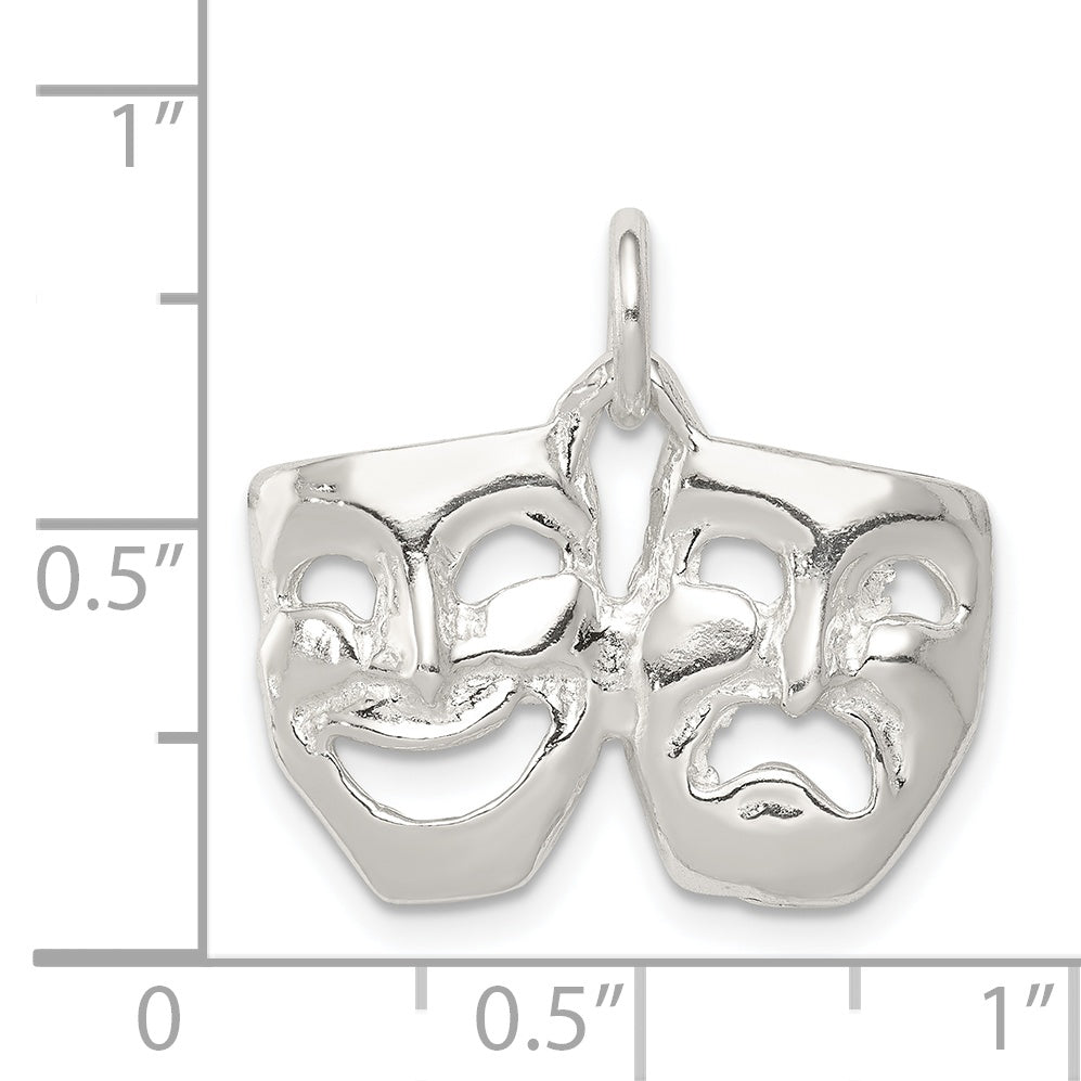 Sterling Silver 925 Comedy/Tragedy Charm with Anti-Tarnish Polished Finish