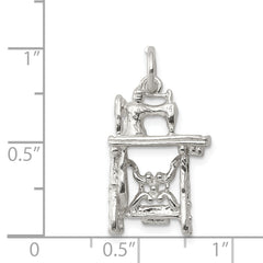 Sterling Silver 925 Sewing Machine Charm with Polished 3D Design and Anti-Tarnish Finish