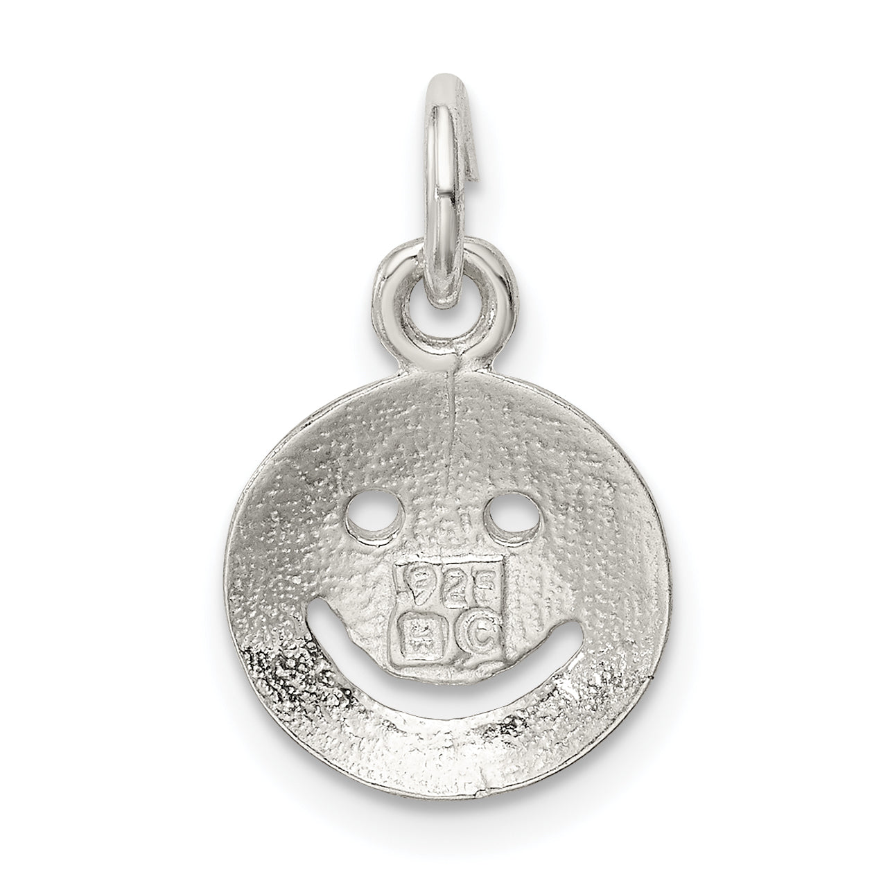 Sterling Silver 925 Polished Happy Face Charm with Anti-Tarnish Coating