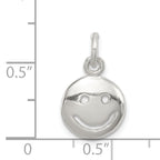 Sterling Silver 925 Polished Happy Face Charm with Anti-Tarnish Coating
