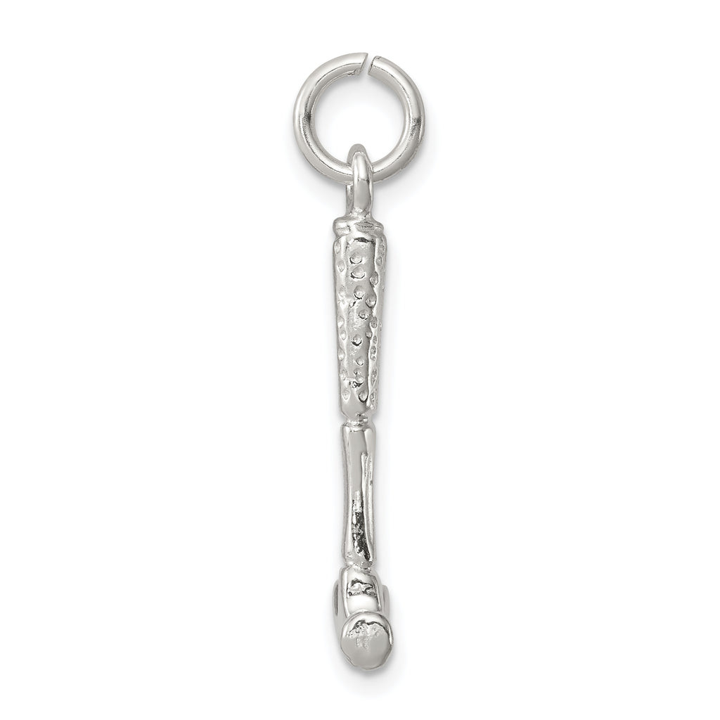 Sterling Silver 925 Hammer Charm with Polished Finish and 3D Design