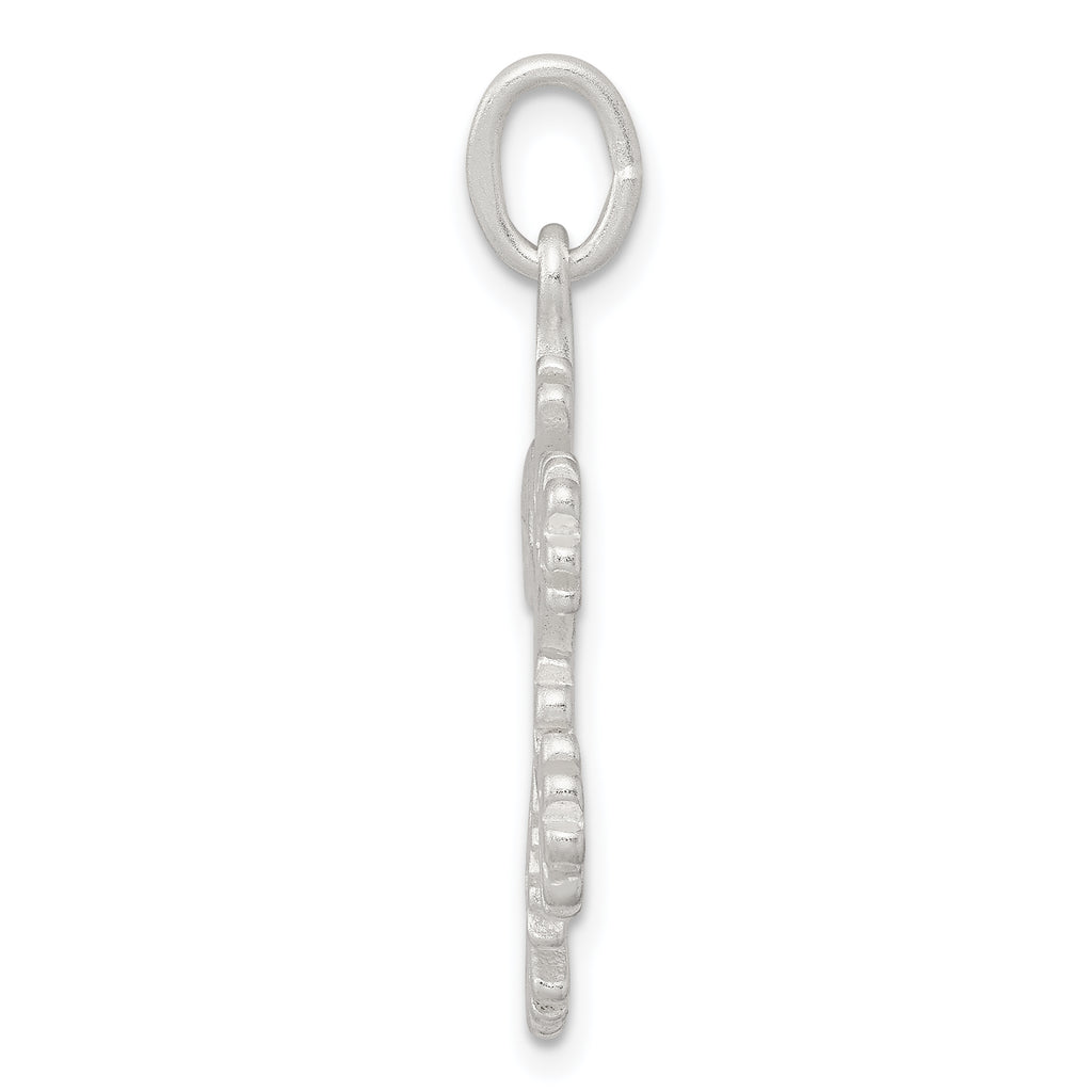 Sterling Silver 925 Satin Snowflake Charm with Diamond Cut Finish Solid