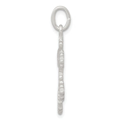 Sterling Silver 925 Satin Snowflake Charm with Diamond Cut Finish Solid