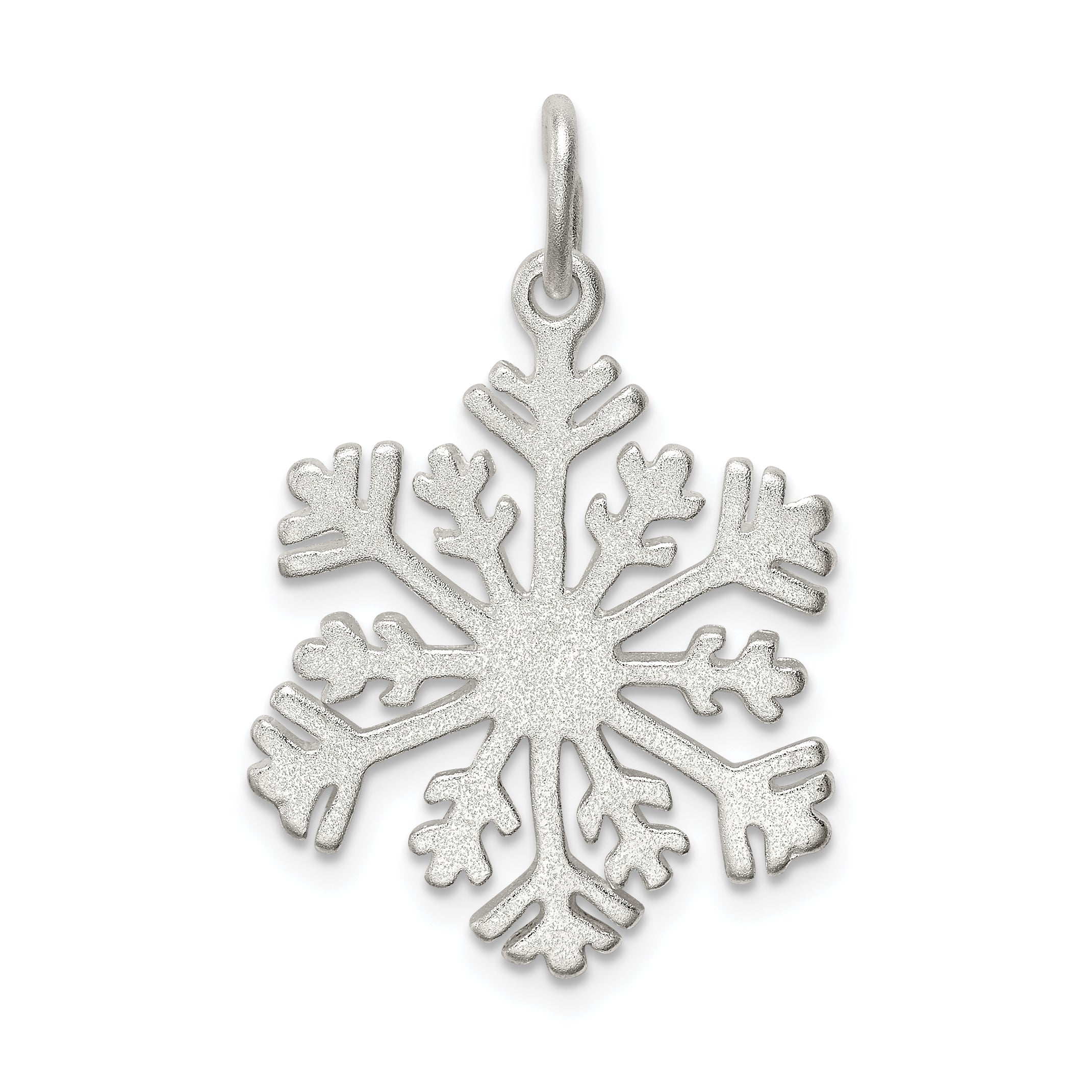 Sterling Silver 925 Satin Snowflake Charm with Diamond Cut Finish Solid