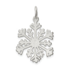 Sterling Silver 925 Satin Snowflake Charm with Diamond Cut Finish Solid