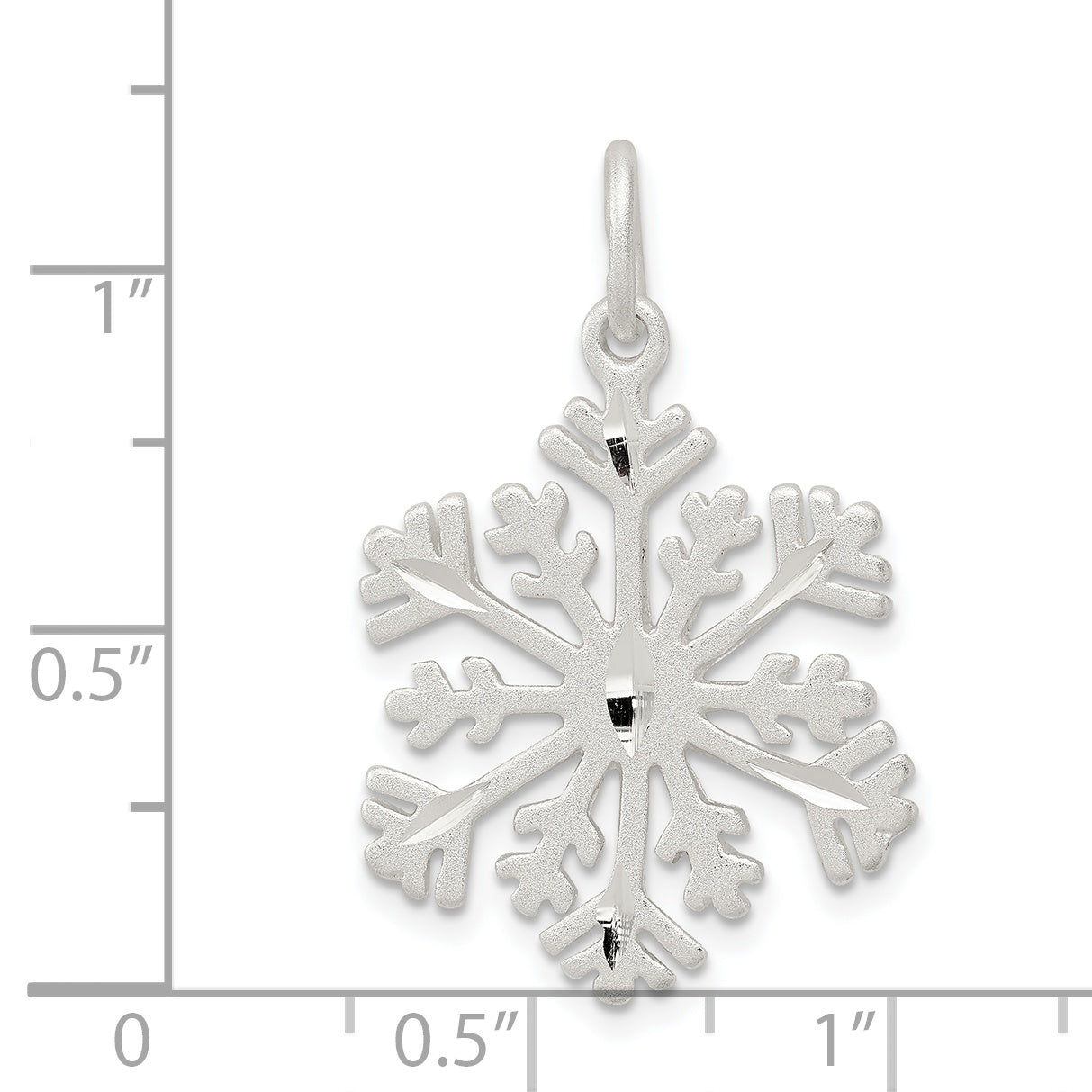 Sterling Silver 925 Satin Snowflake Charm with Diamond Cut Finish Solid