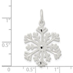 Sterling Silver 925 Satin Snowflake Charm with Diamond Cut Finish Solid