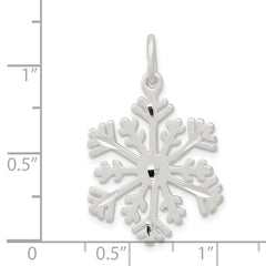 Sterling Silver 925 Satin Snowflake Charm with Diamond Cut Finish Solid