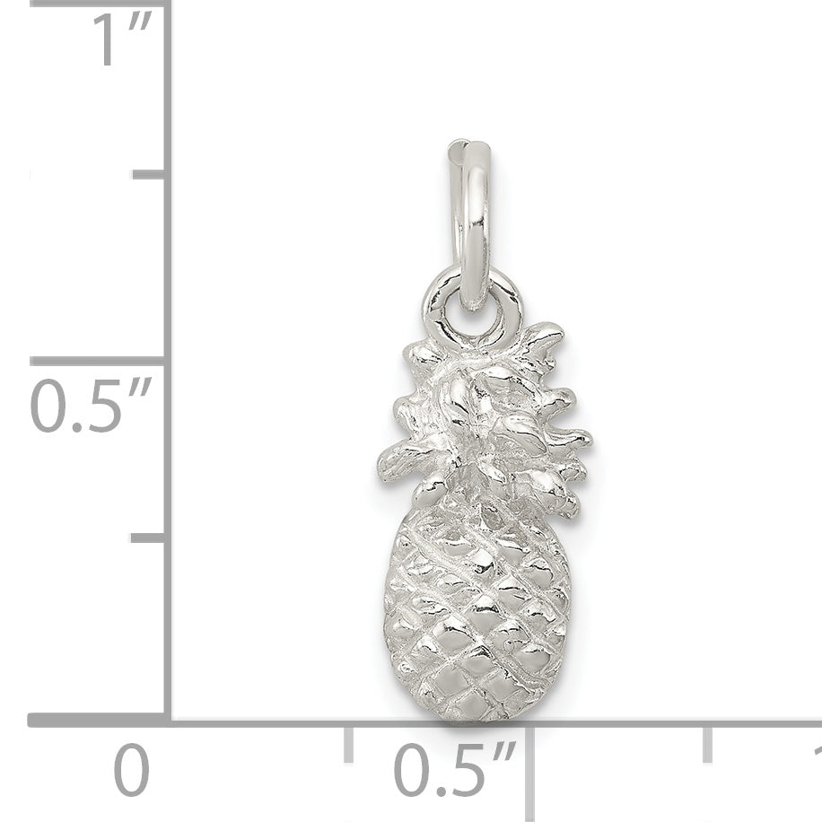Sterling Silver 925 Pineapple Charm with Polished Anti-Tarnish Finish
