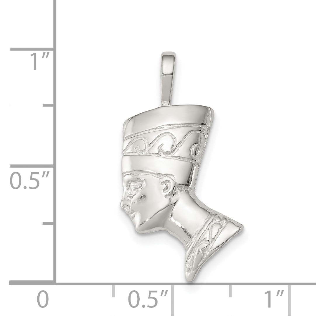 Sterling Silver 925 Nefertiti Charm with Polished Anti-Tarnish Finish