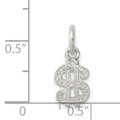 Sterling Silver 925 Dollar Sign Charm with Polished Anti-Tarnish Finish