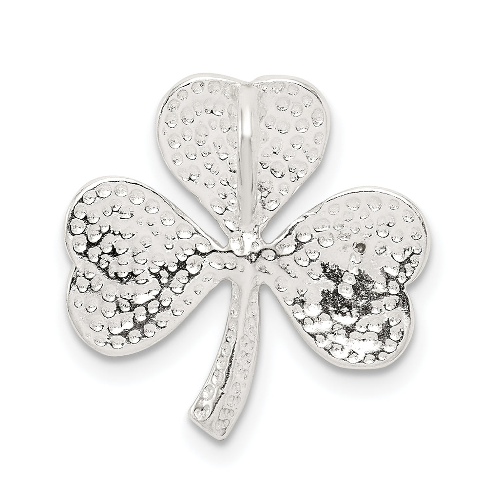 Sterling Silver Diamond-Cut Shamrock Pendant with Polished Finish  Elegant and Timeless Design