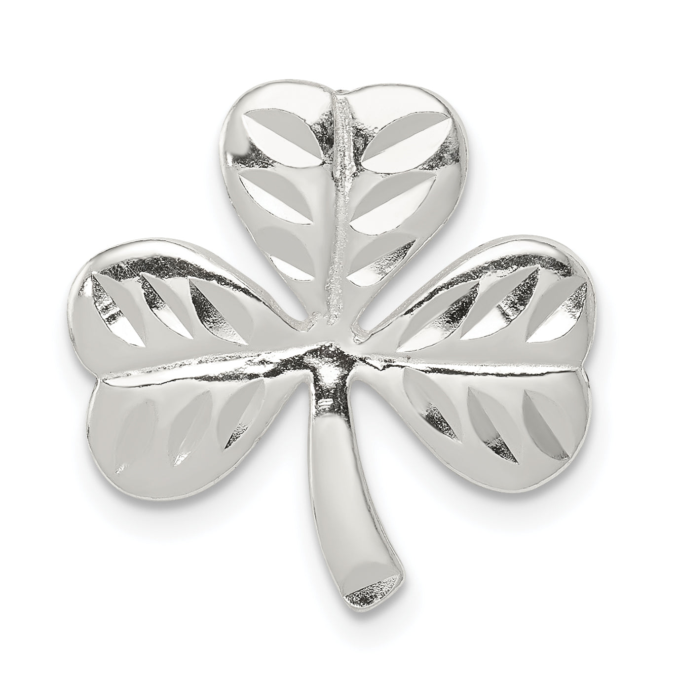 Sterling Silver Polished Diamond-cut Shamrock Chain Slide Main image