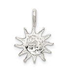 Sterling Silver 925 Sun Charm with Anti-Tarnish Finish  Casted, Solid Design