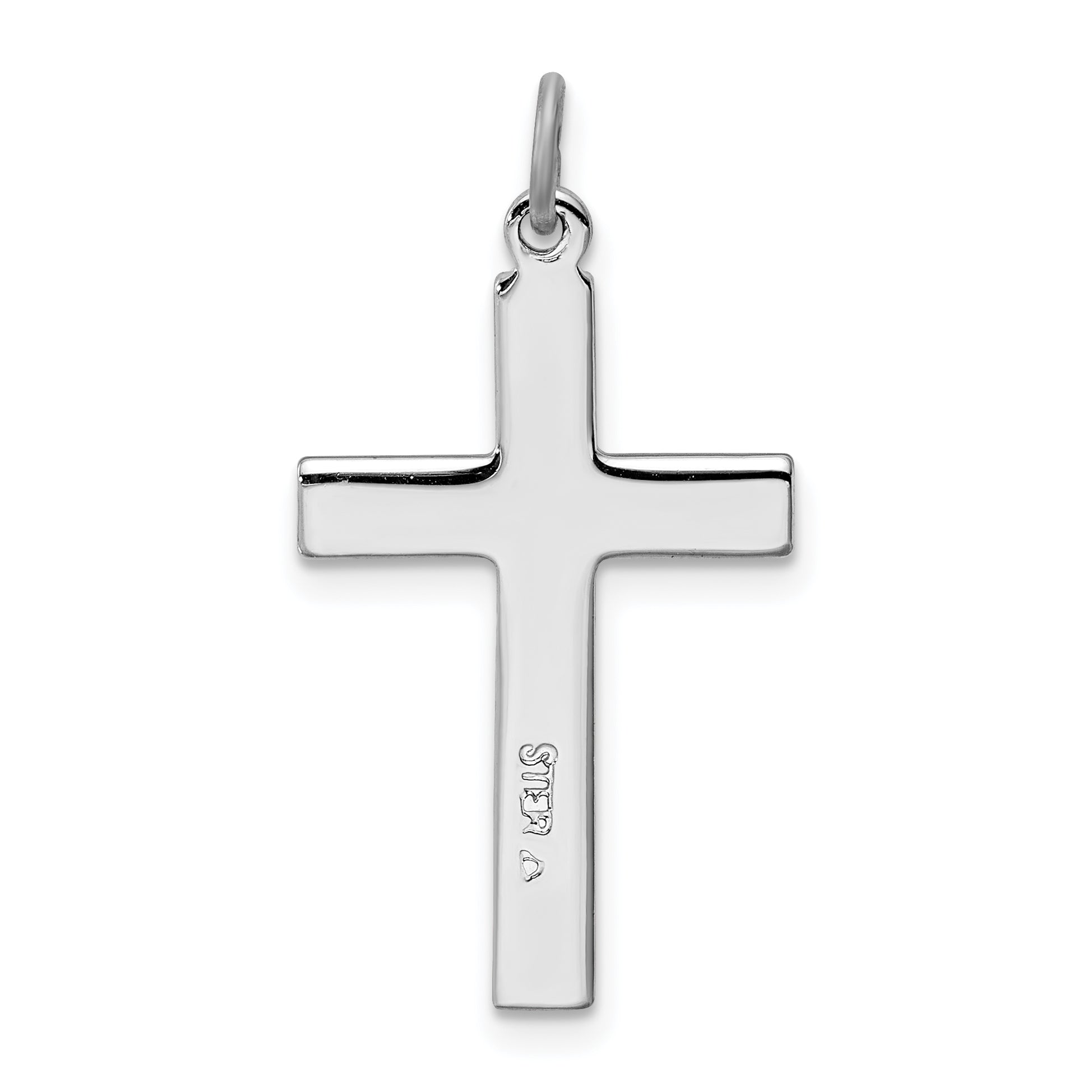 Sterling Silver 925 Rhodium-Plated Cross Charm with Polished Finish