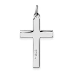 Sterling Silver 925 Rhodium-Plated Cross Charm with Polished Finish