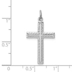 Sterling Silver 925 Rhodium-Plated Cross Charm with Polished Finish