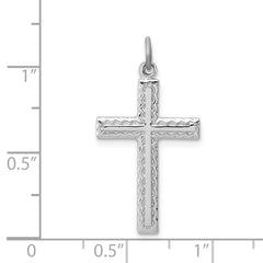 Sterling Silver 925 Rhodium-Plated Cross Charm with Polished Finish
