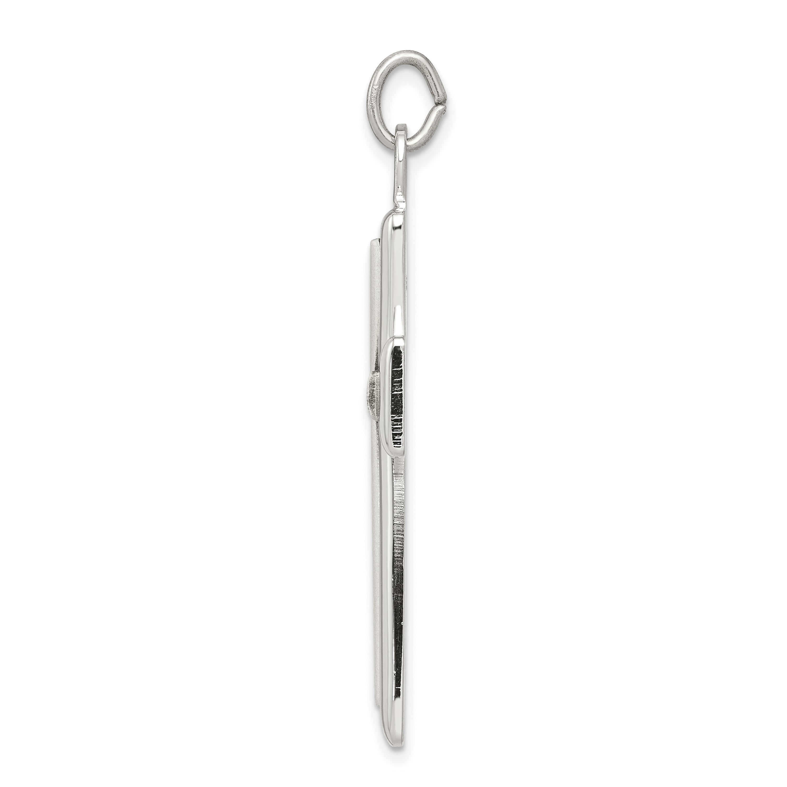 Sterling Silver 925 Latin Cross Pendant with Platinum Plating and Polished Finish