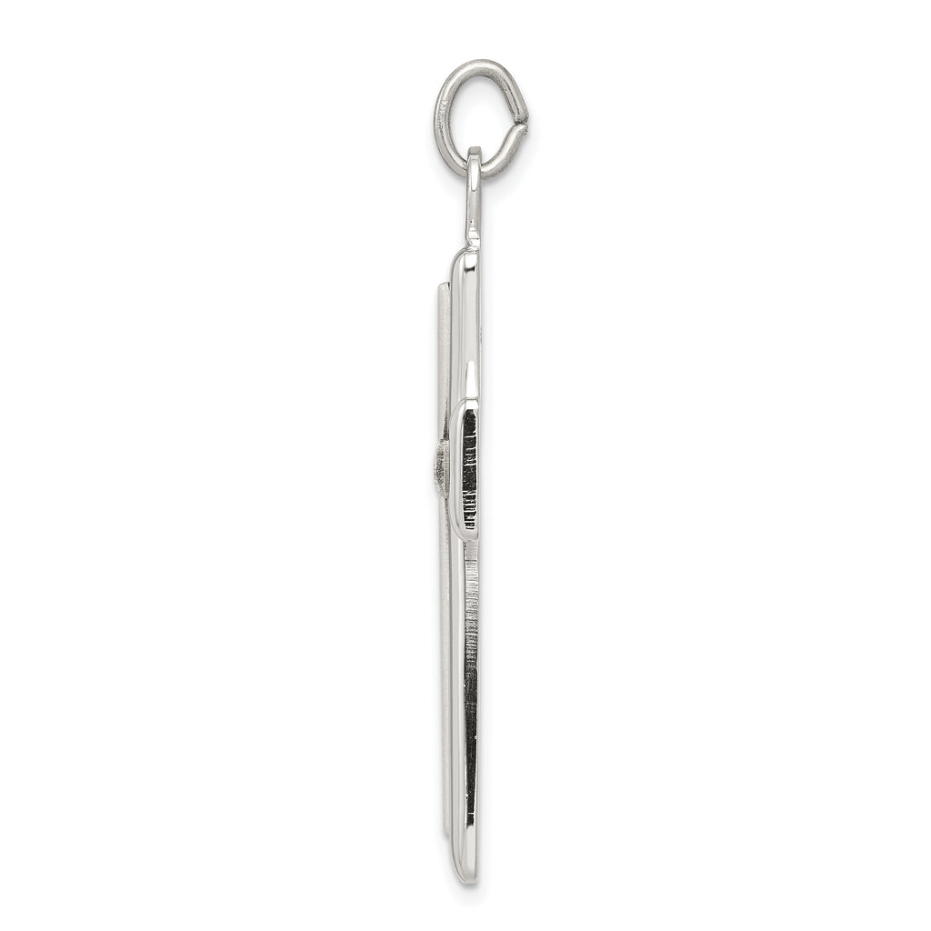 Sterling Silver 925 Latin Cross Pendant with Platinum Plating and Polished Finish