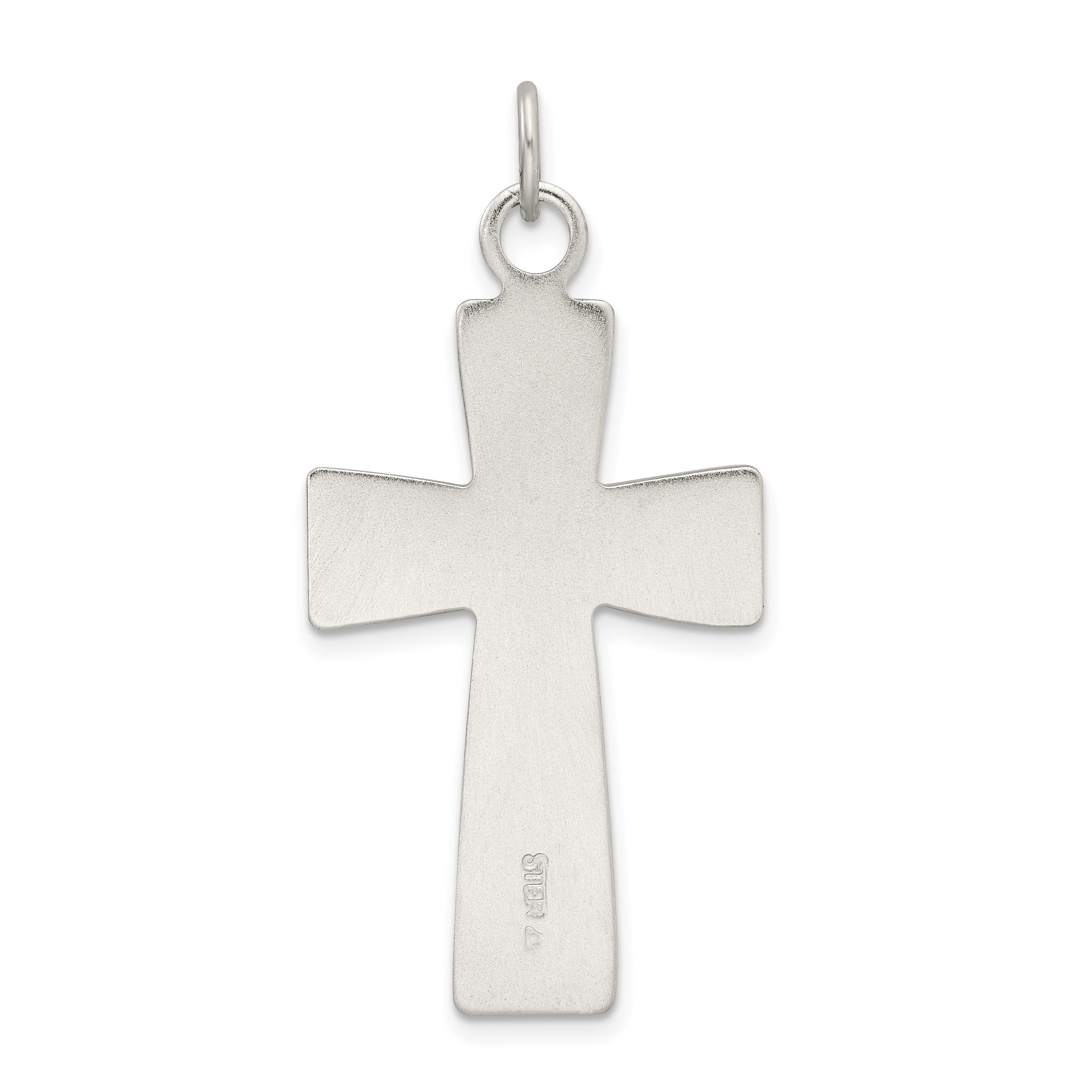 Sterling Silver 925 Latin Cross Pendant with Platinum Plating and Polished Finish