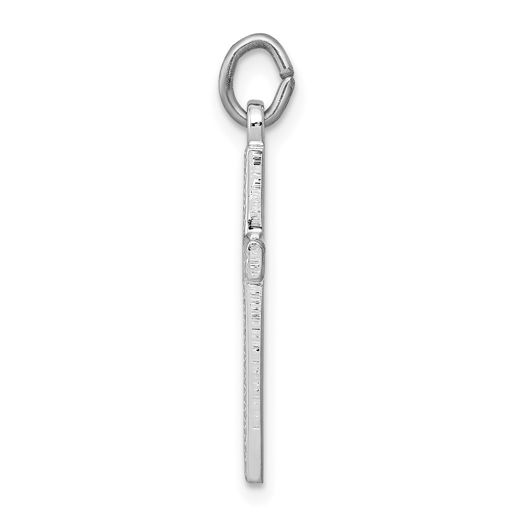 Sterling Silver Rhodium-Plated Heart Cross Charm | Polished Solid Design