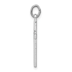 Sterling Silver Rhodium-Plated Heart Cross Charm | Polished Solid Design