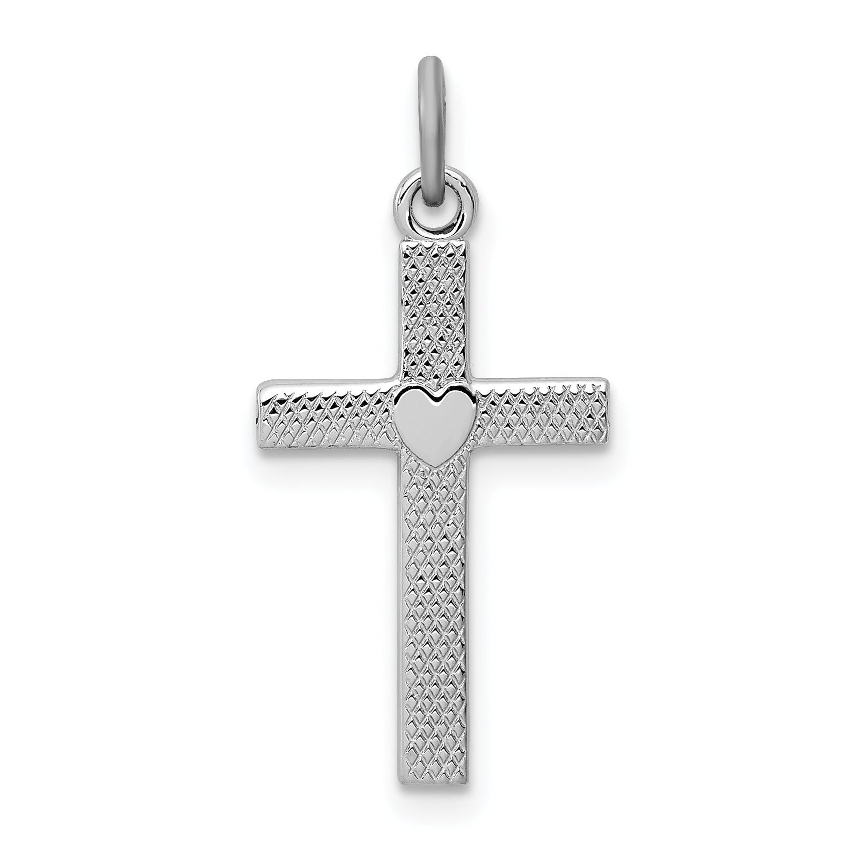 Sterling Silver Rhodium-plated Heart Cross Charm Main image