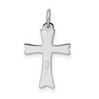 Sterling Silver Black Enameled Cross Charm with Rhodium-Plated Polished Finish