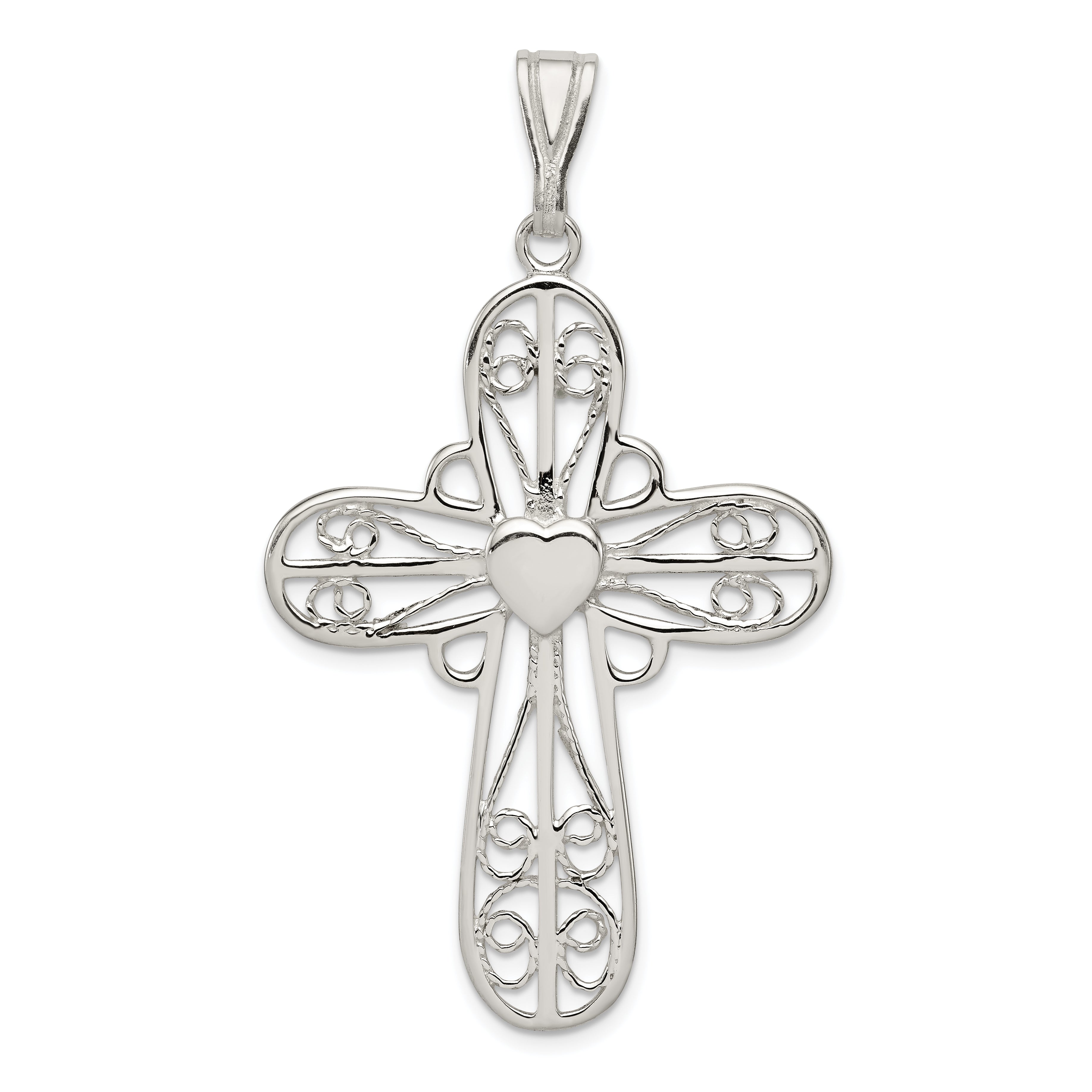 Sterling Silver Heart Cross Pendant