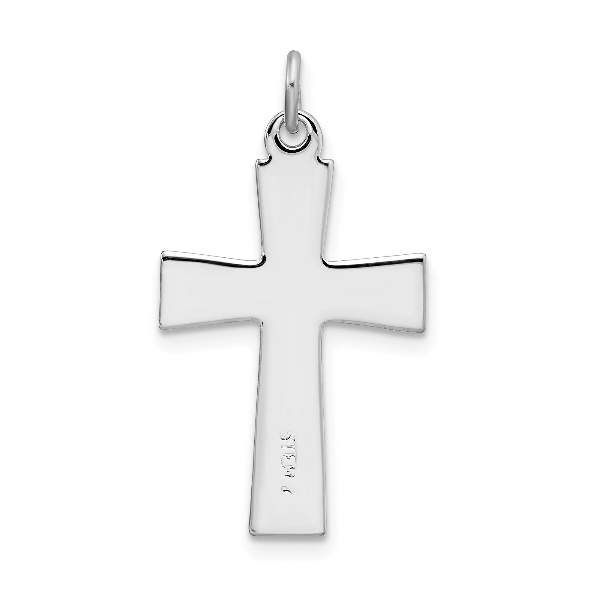 Sterling Silver Rhodium-Plated Enameled Latin Cross Charm Polished Solid