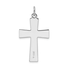 Sterling Silver 925 Rhodium-Plated Enameled Latin Cross Charm Polished Finish