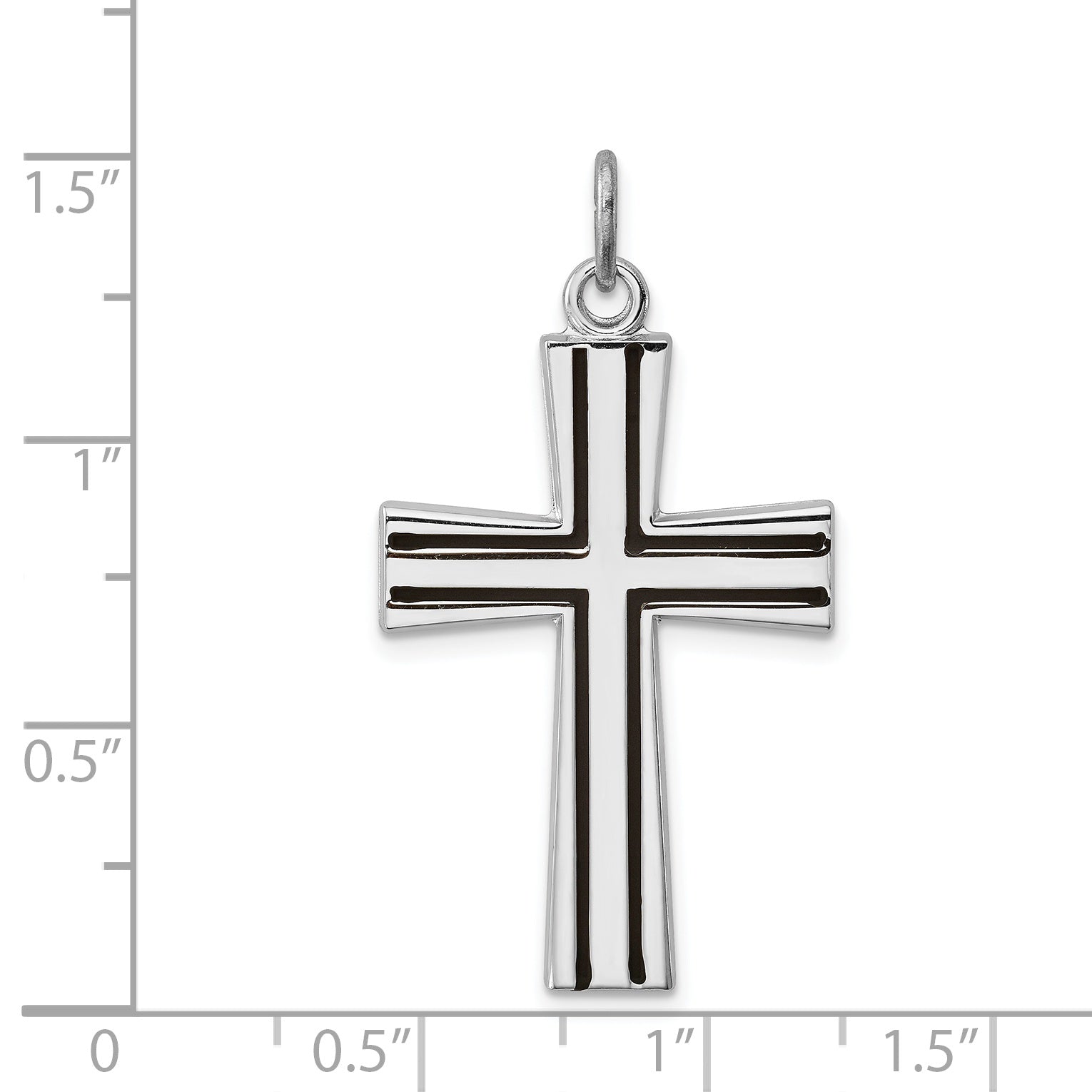 Sterling Silver 925 Rhodium-Plated Enameled Latin Cross Charm Polished Finish