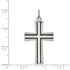 Sterling Silver 925 Rhodium-Plated Enameled Latin Cross Charm Polished Finish