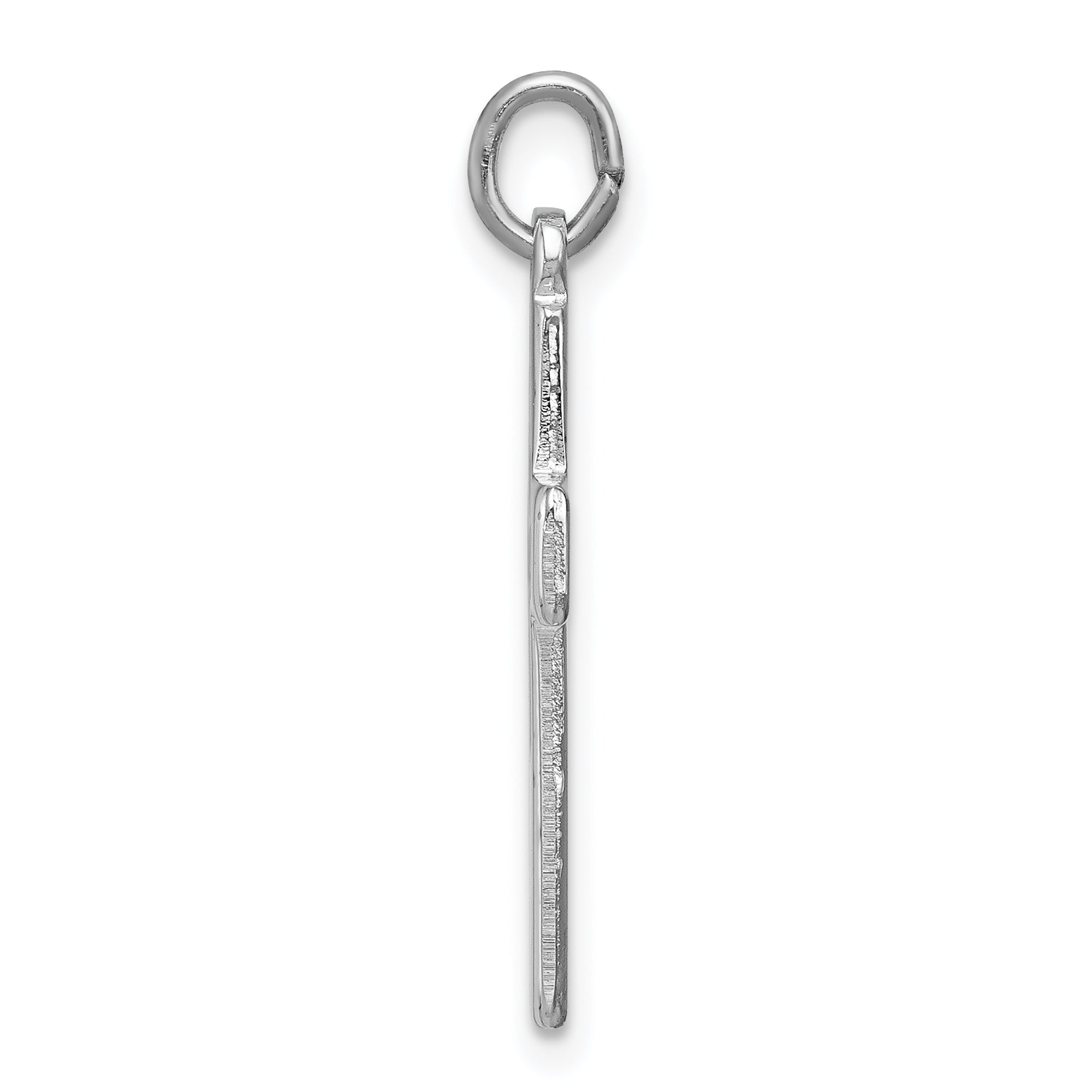 Sterling Silver Rhodium-Plated Cross Charm with Polished Finish, 925 Solid