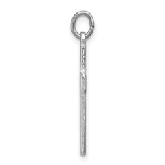 Sterling Silver Rhodium-Plated Cross Charm with Polished Finish, 925 Solid