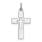 Sterling Silver Rhodium-Plated Cross Charm with Polished Finish, 925 Solid