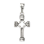 Sterling Silver 925 Antiqued Cross Pendant with 3D Solid Design, Polished Finish