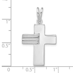 Sterling Silver 925 Polished Latin Cross Pendant Unisex Elegant Charm