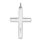 Sterling Silver Rhodium-Plated Blue CZ Cross Pendant with Enamel Detailing