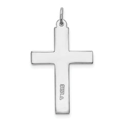 Sterling Silver Rhodium-Plated Red Enameled Cross Pendant with Polished Finish