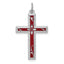 Sterling Silver Rhodium-plated Red Enameled Cross Pendant
