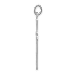 Sterling Silver 925 Nail Cross Pendant with Polished Rhodium-Plated Finish