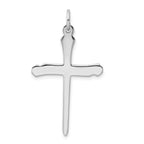 Sterling Silver 925 Nail Cross Pendant with Polished Rhodium-Plated Finish
