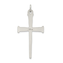 Sterling Silver 925 Nail Cross Pendant with Antiqued Finish, Solid & Polished Design