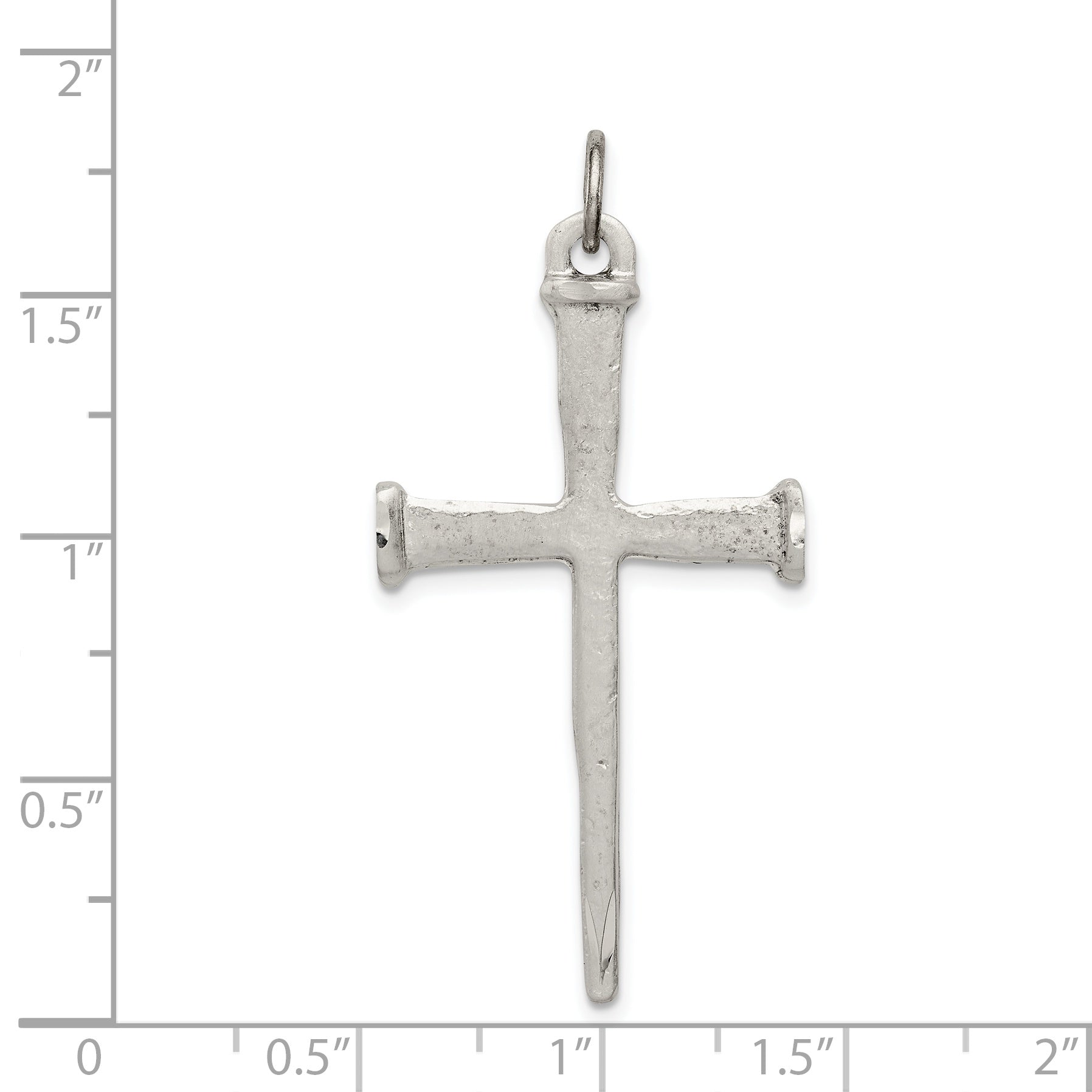 Sterling Silver 925 Nail Cross Pendant with Antiqued Finish, Solid & Polished Design