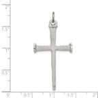 Sterling Silver 925 Nail Cross Pendant with Antiqued Finish, Solid & Polished Design