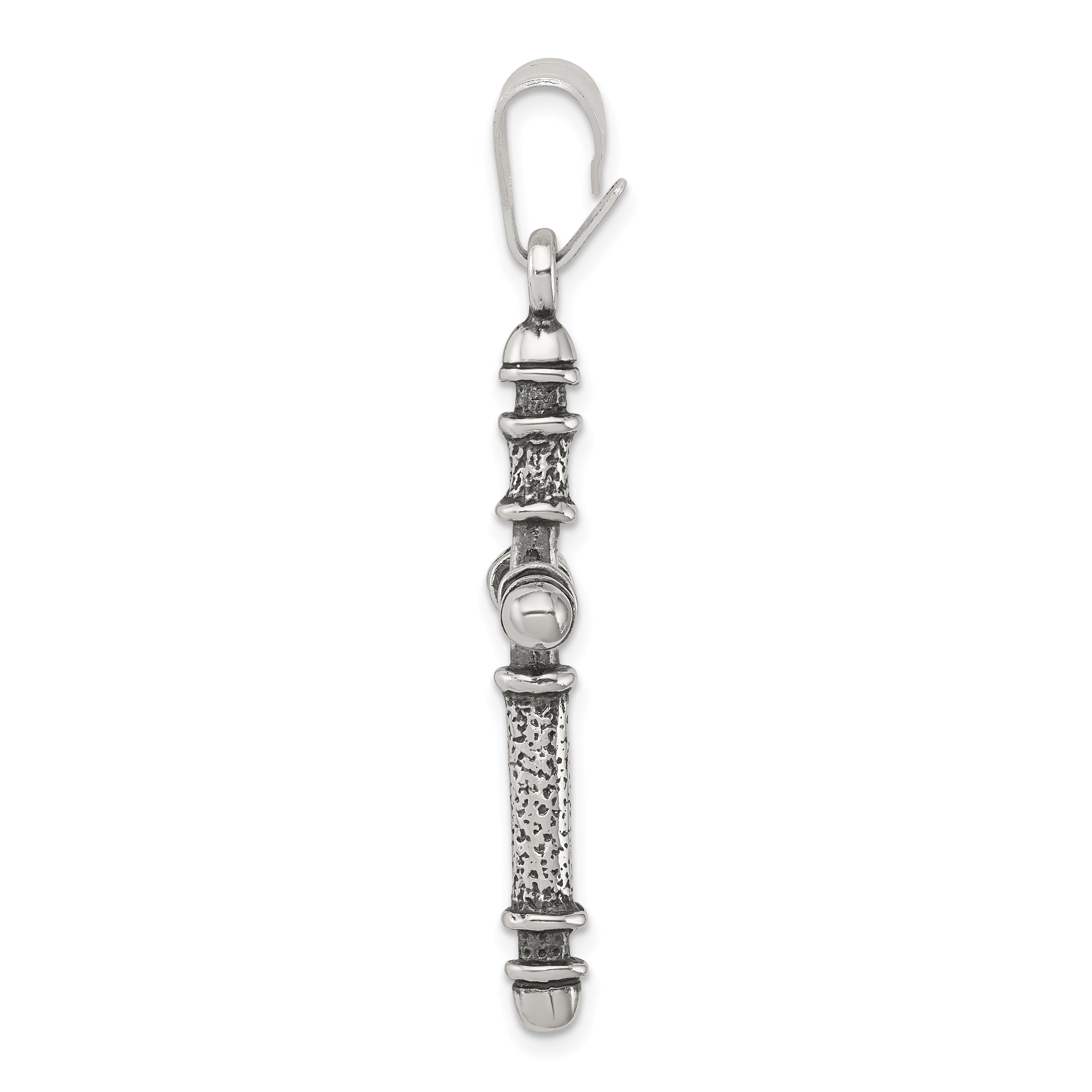 Sterling Silver 925 Antiqued Cross Pendant with Polished Solid Design
